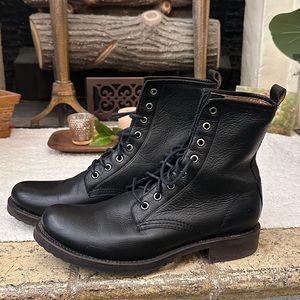Frye Women’s Black Leather Combat Boots